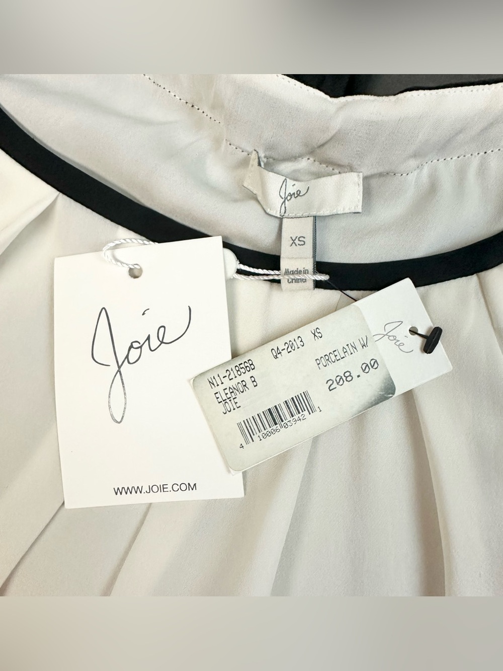 Joie 100% Silk Eleanor B Contrast Tie Short Sleeve Bouse Top XS - Picture 12 of 12
